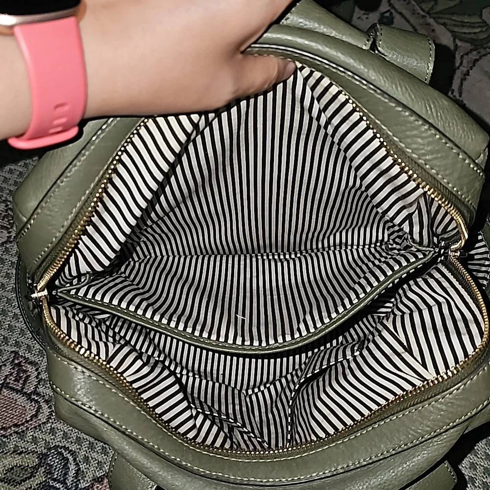 Henri Bendel New York bag backpack olive green leather bagpack